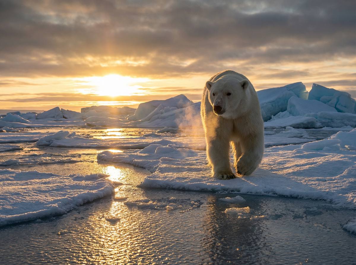 暗网视频 - 北极熊冰原漫步